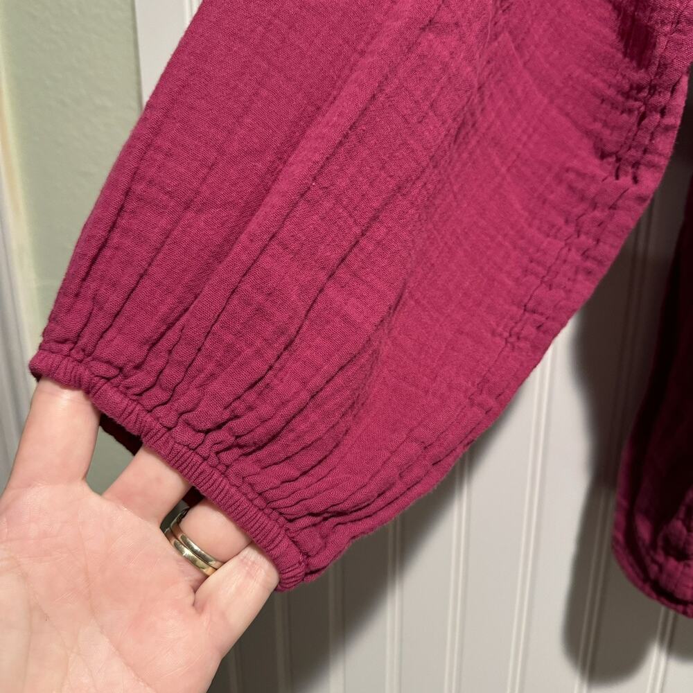 Old Navy Boysenberry Berry Pink Cotton Gauzy Peasant Blouse Plus Size 2X - Picture 2 of 6